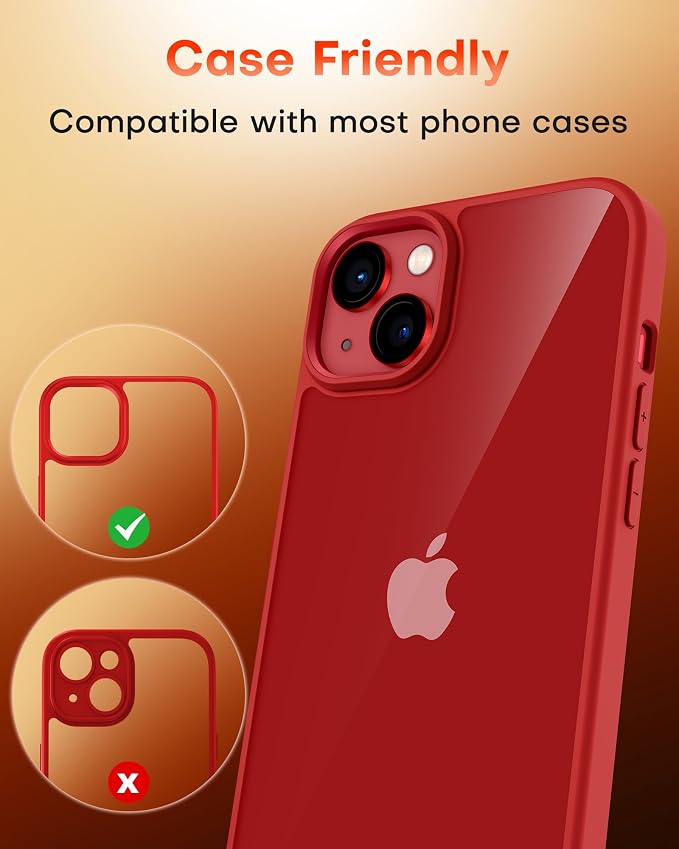 TOCOL Camera Lens Protector for iPhone 13 / iPhone 13 Mini Tempered Glass HD Individual Scratch Resistant Camera Cover Accessories Case Friendly 2 Pack（Red） - Image 7