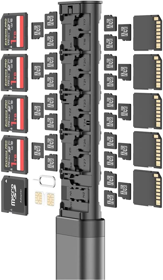 BUDI Pop-up Design 30 Slots Memory Card Case Crush & Shockproof Wallet for 27 Micro SD SDXC SDHC TF Cards and 6 Cards/Micro SDHC/Micro Holder Organizer,Case Storage by Budi