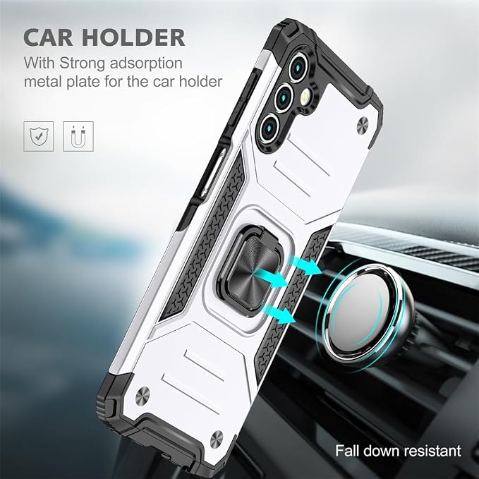 HNHYGETE for Samsung A13 5G Case, Galaxy A13 5G Case with Screen Protector, 360°Military Grade Rotatable Kickstand (Heavy Duty) Protective Cases for Samsung Galaxy A13 5G (Silver) - Image 6