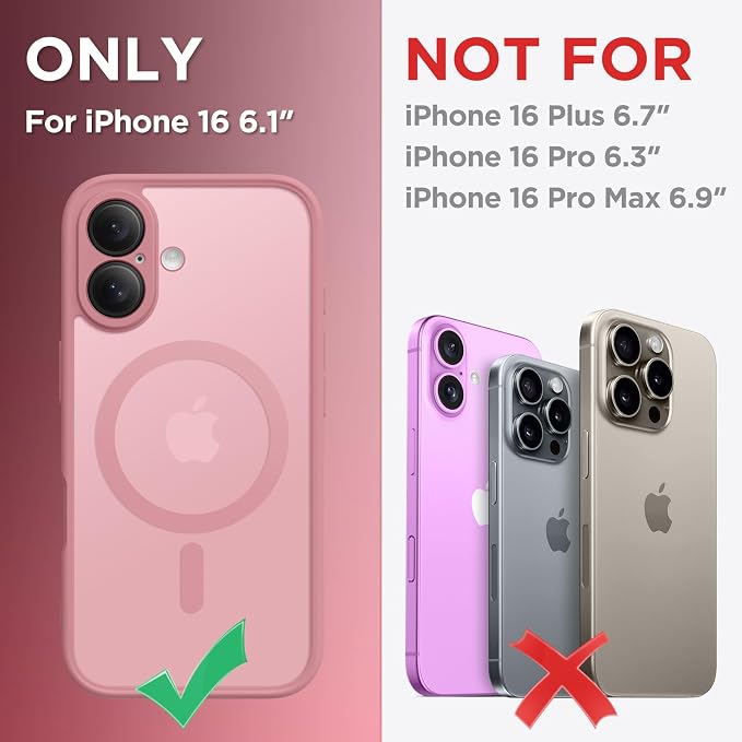 CAPRARO for iPhone 16 Case, Compatible with MagSafe | Upgraded [Full Camera Protection] Protective Translucent Matte Women Girl Magnetic Phone Case Cover, Apricot Pollen - Image 2