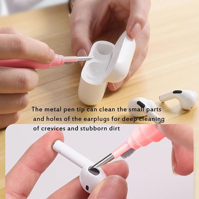 Cleaner Kit for Airpods,Earbuds Cleaning kit for Airpods Pro 1 2 3, Multi-Function Cleaning Tool with Brush Flocking Sponge for Wireless Earphones Bluetooth Headphones Case Camera and Phone (Pink) - Image 3