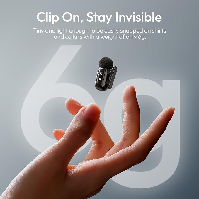 ULANZI A200 Mini Mic Wireless Lavalier Lapel Microphone for iPhone 17/16/15 Type-C, 48kHz/24-bit, Plug & Play, Smart Noise Cancelling, Digital Display, 30H Battery for Video Recording(White + Black) - Image 2