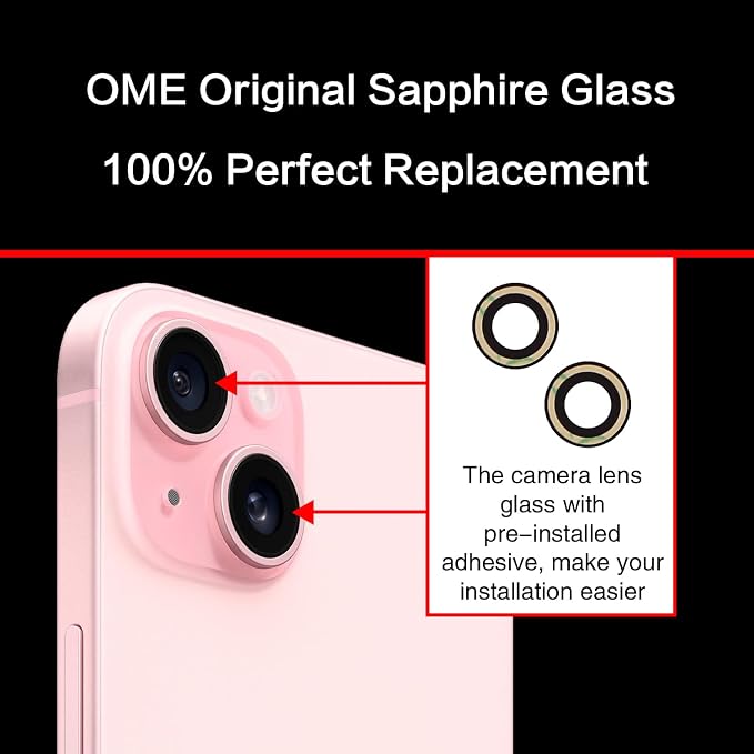 ASDAWN Back Rear Camera Lens Glass Replacement for iPhone 15 6.1 inch and 15 Plus 6.7 inch with Pre-Installed Adhesive, Back Lens Glass with Installation Manual + Repair Tool Set - Image 4