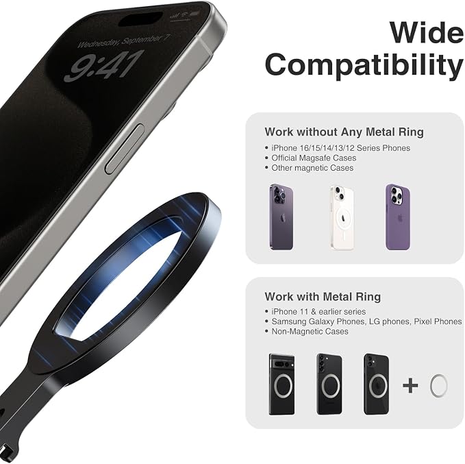 elitehood Aluminum MagSafe Phone Tripod Mount with 1/4 in Screw Adapter | Lightweight Compact, 1/4 in Screw Attachment, Magnetic Phone Holder Tripod Accessories Mount for iPhone 17 16 15 14 Series - Image 8