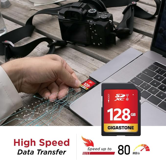 GIGASTONE 128GB SD Card 10-Pack UHS-I U1 Class 10 SDXC Memory Card Full HD Video for Digital Camera, Speed up to 80MB/s, Full-Sized SD Card, with 10 mini Cases - Image 3