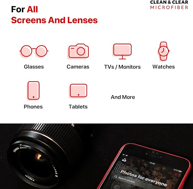 Clean & Clear Microfiber Cleaning Cloth, EXTRA LARGE [50 Pack] ULTRA PREMIUM Microfiber Cleaning Cloth - Microfiber Cloth for Camera Lens, Glasses, Screens, and all Lens. - Image 5
