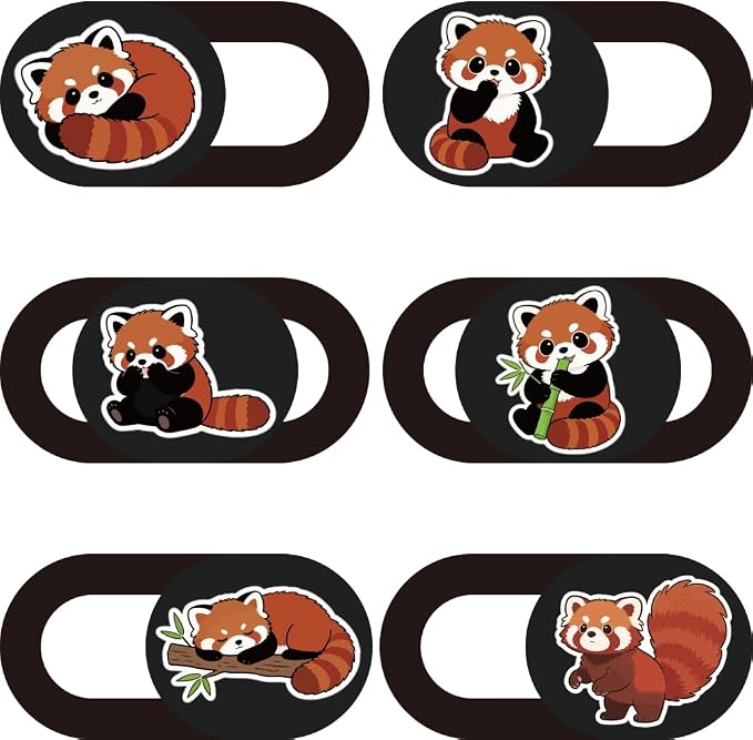 6Pcs 6 Styles Red Panda Camera Cover Slide Cute Privacy Guard Accessories, Phone Front Camera Blocker 0.04 Inch Ultra Thin for Laptop Desktop Computer Tablet Notebook Mini PC Office Use by PRESSINART