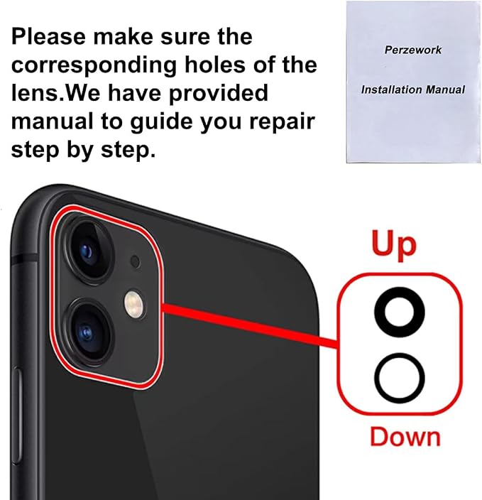 Original Back Rear Camera Lens Glass Replacement for iPhone 11 6.1 inches with pre-Installed Adhesive and Reparing Toolkit - Image 8