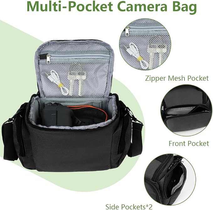 Ainiv DSLR Camera Bag, Large Waterproof Anti-Shock SLR Camera Case, Black | Adjustable Shoulder Strap Camera Backpack, Portable Crossbody Single Shoulder Backpacks Compatible with Canon, Sony, Nikon - Image 3