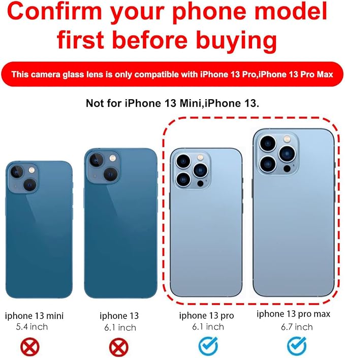 2 Set Back Rear Camera Lens Glass Replacement for iPhone 13 Pro and iPhone 13 Pro Max with Reparing Toolkit - Image 2