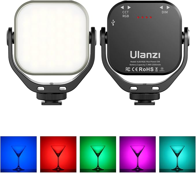ULANZI VL66 RGB Adjustable Rechargeable 2500-6500K - Mini Video Portable Light on Camera, 2000mAh CRI95+ Dimmable, Ultra Bright Photo and Video Lighting, LED Fill Lamp for DSLR Camcorder Action Camera - Image 8