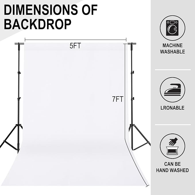 GFCC 5FTx7FT White Backdrop Background for Photography Photoshoot | Non-Reflective, Polyester Curtain, Easy Hang, Multipurpose Screen for Studio Photo Booth, Video Recording, Portrait, Party - Image 4