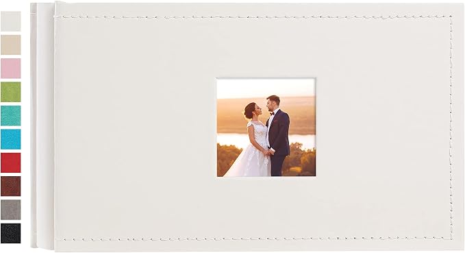 potricher Small Photo Album 4x6 100 Photos, Leather Cover, White | Leather 4x6 Picture Album with 100 Horizontal Pockets, Photo Book for Family, Wedding, Anniversary, and Baby by potricher