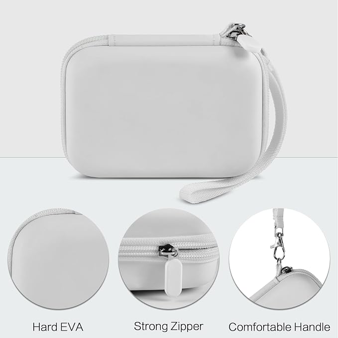 Case for Canon Ivy 2 / CLIQ+2/ CLIQ 2/ for KODAK Step Mini Photo Printer | Hard-shell EVA case, Zippered Mesh Pocket Fits Photo Paper & Cable, Securing Straps, Detachable Handle, Case Only, White - Image 2