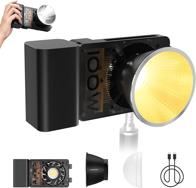 ZHIYUN CINEPEER CX100 100W LED Video Light Portable Photography COB Light | Bi-Color COB Continuous Output Lighting 2700K-6500K for Filmmaking/Live Streaming/Videography/Studio Light for TK YouTube by ZHIYUN