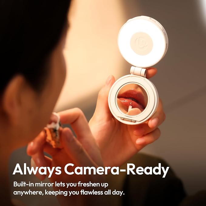 ULANZI LM23 Magnetic Selfie Light for iPhone with Magsafe, Mirror, Hook | 2500K-8000K CRI96 360° Rotation Type‑C LED Phone Selfie Beauty Fill Light for Video Recording/Vlogging/Meeting/TikTok-Black - Image 7