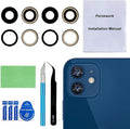 2 Set Original Back Rear Camera Lens Glass Replacement for iPhone 12 and iPhone 12 mini with pre-Installed Adhesive and Reparing Toolkit by Perzework