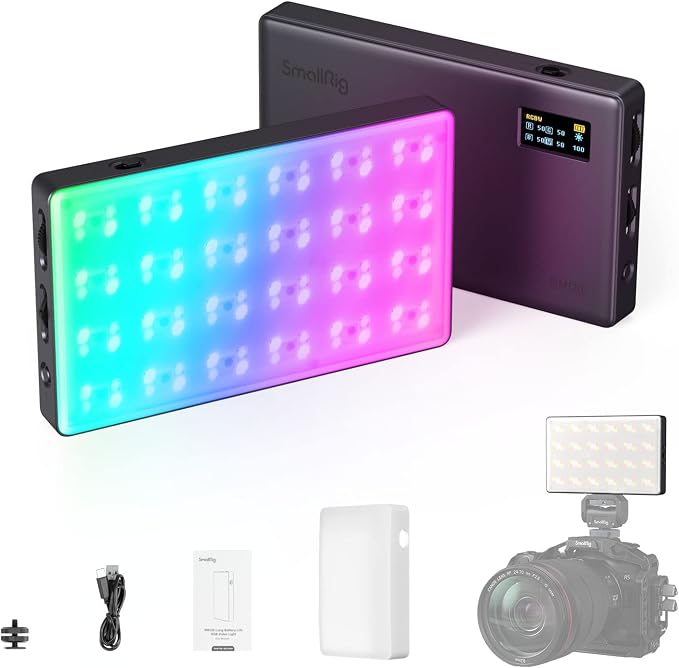 SmallRig RM120 RGB Video Light, 5000mAh 180 Minutes Portable Camera Light 7W Output Power, LED Video Light Panel, 2500-8500K CRI TLCI 98+ for TikTok, Content Creator, Photographer by SmallRig
