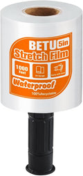 Stretch Film Shrink Wrap for Moving Supplies (5inch, 1 Pack) x 1000ft, Industrial Strength Plastic Wrap Stretch Roll for Pallet Wrapping Shipping Moving Boxes Storage Furniture with Handles, Clear by BETU