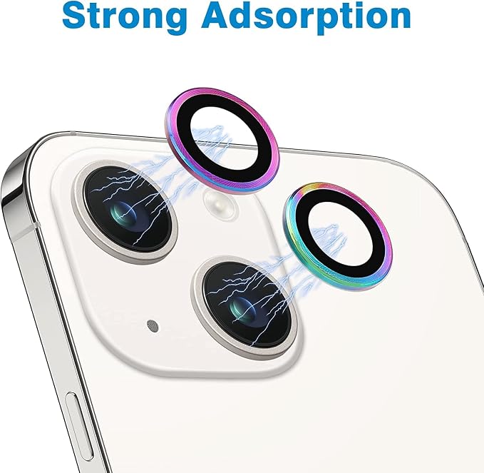 for iPhone 13 Mini/iPhone 13 Camera Lens Protector, Anti-Scratch 9H Tempered Glass Metal Camera Screen Protector Shockproof Cover Film Ring -2 Pcs Colorful - Image 3