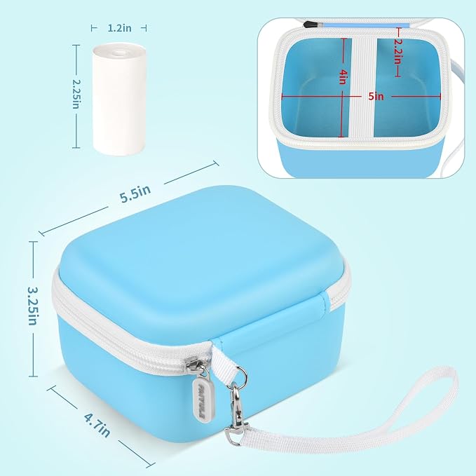 PAIYULE Kids Instant Print Camera Case for ESOXOFFORE for Dylanto | Hard Shell,Mesh Pocket,Wrist Strap,for Gofunly,for GREENKINDER,for DUDUDRAGON,for Zostuic,for Careenoah (Box Only)SkyBlue - Image 6