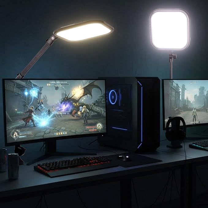 NEEWER Basics 10.8" Video Conference Lighting with Desk Clamp Stand, 15W Bi Color Edge Lit Full Screen Dimmable Streaming Light CRI95+ for Video Recording Computer Laptop Webcam Zoom Calls, L220 by Neewer