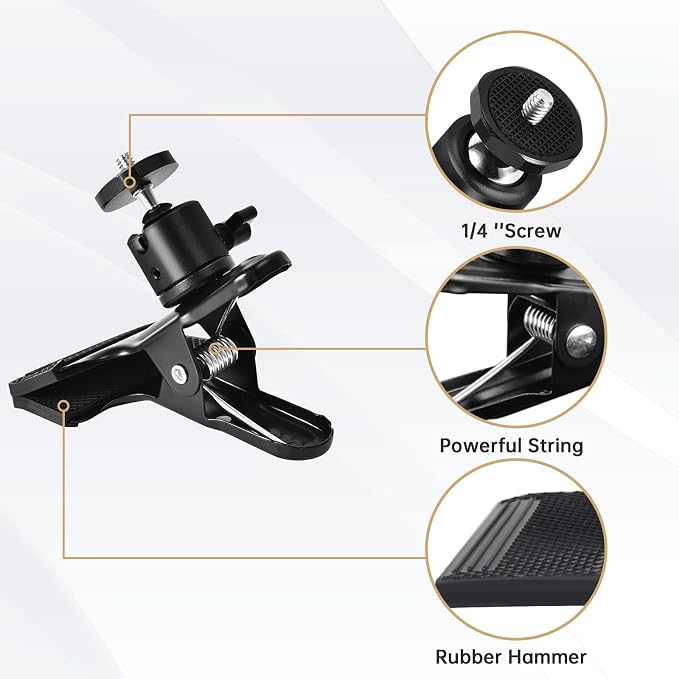 UTEBIT 2 Pack Tripod Camera Mount Clip with 360 Swivel Mini Ballhead, Black - Image 2