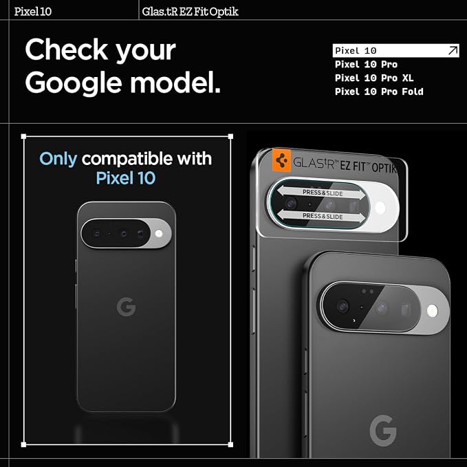 Spigen Glas.tR EZ FIT Optik Camera Lens Protector for Pixel 10 | GlasTR EZ Fit Optik, 9H+ Tempered glass, Scratch resistant, Original photo quality, Auto-align tray, Case-friendly, 2Pack - Image 2