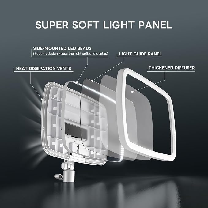 NiceVeedi 14" Soft Key Light, Dimmable Desk Ring Light with Clamp, 2700K-6500K/CRI97+/Flexible Arm/2.4G Remote, Streaming Light for Podcast/Home Office/YouTube/TikTok/Makeup/Video Calls - Image 3