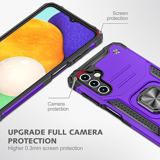 HNHYGETE for Galaxy A13 5G Phone Case with Screen Protector, 360°Military Grade Rotatable Kickstand [Heavy Duty] Protective Cases for Samsung Galaxy A13 5G (Purple) - Image 2