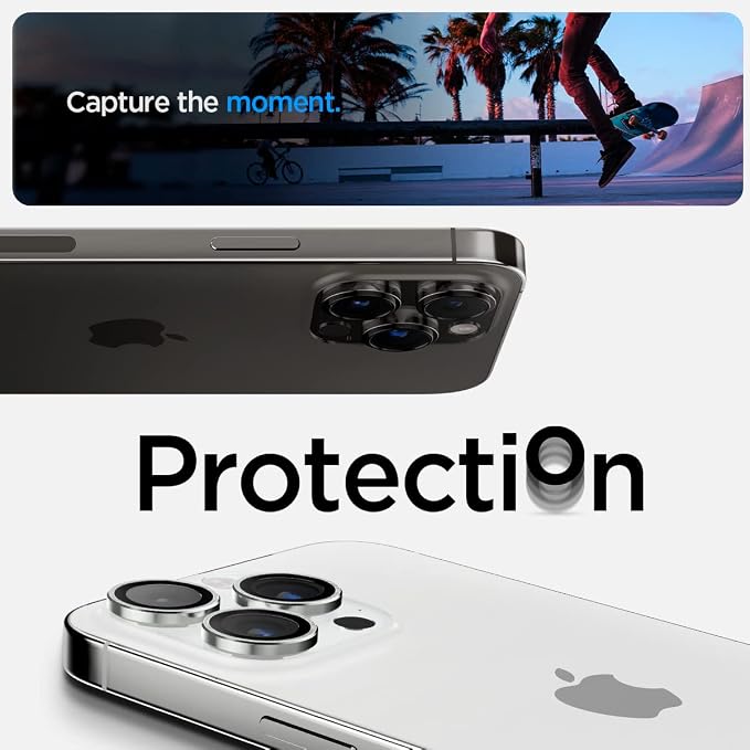 Spigen Camera Lens Protector for iPhone 15 Pro Max,15 Pro,14 Pro Max,14 Pro | GlasTR EZ Fit Optik Pro, 9H+ Tempered glass, Scratch resistant, Auto-align tray, Case-friendly - Silver [2 Pack] - Image 3