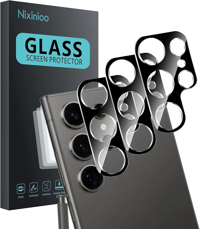 3 Pack Camera Lens Protector for Samsung Galaxy S24 Ultra | Tempered Glass,Anti-Fingerprint,9H Hardness,Scratch Resistant,Easy to Install,Bubble Free,HD Clarity by Unknown