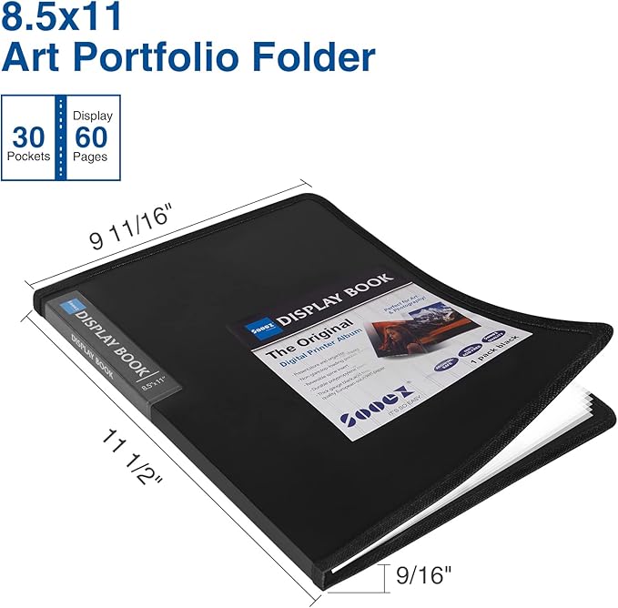 Sooez 30-Pocket Binder with Plastic Sleeves 8.5x11,Heavy Duty Art Portfolio | Folder with Clear Sheet Protectors, Display 60 Pages, Presentation Book for Artwork, Document Organizer Binder - 4 Pack - Image 2