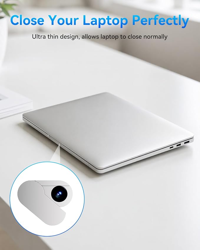 imluckies Rotating Webcam Cover [2-Pack], 0.02 Inch Ultra-Thin Metal Privacy Cover for Laptop, MacBook, iMac, PC, iPad & iPhone, Silver - Image 5