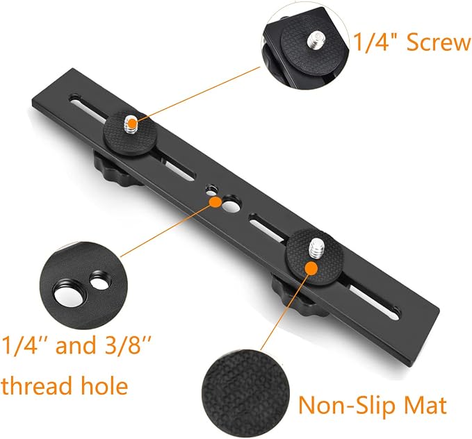 Dual Flash Bracket 8in/20.3cm Camera Mount Tripod Bracket with 1/4 Screw Hot Shoe Flash Light Bracket for LED Light Microphone 3D Stereo Stereoscopic Photography - Image 2