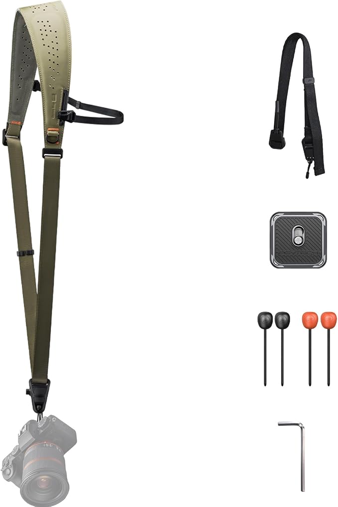 PGYTECH Camera Strap Pro, Heavy Duty Single Camera Harness w Underarm Strap | Professional Camera Shoulder Strap w QR, Leather Ergonomic Padded Neck Strap for DSLR/Mirrorless for Photographers, Green by PGYTECH-US