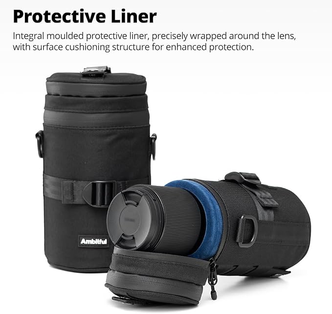 Ambitful 3.15 × 6.10 in Thick Camera Lens Pouch Case, Protection Lens bag | Water/Dust/Shock Lens Pouch for DSLR Camera Lens Compatible Below 3.15 × 6.10 in Sony, Nikon,Canon,Fujifilm,Tamron Lenses - Image 4