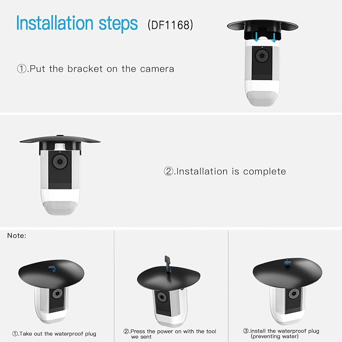 HOLACA Sun Rain Shade Camera Cover for R-ing Spotlight Camera Pro | Camera Shield Protective for Resistant UV, Easy to Install, Black - Image 4