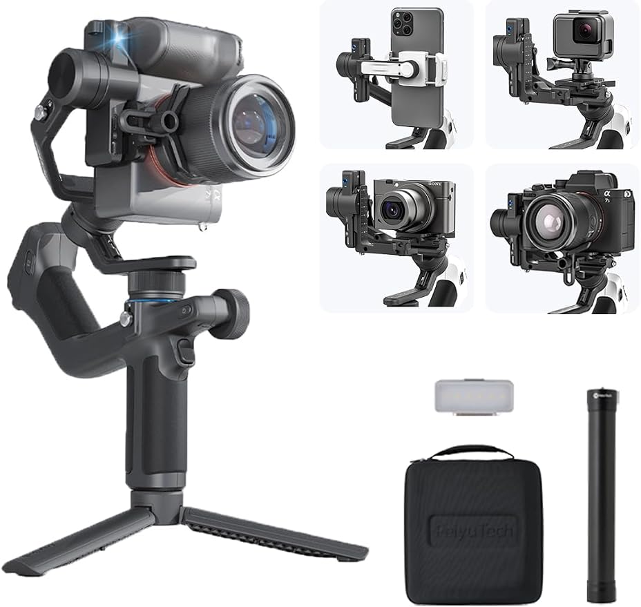 FeiyuTech SCORP Mini 2 Combo Camera Gimbal with Built-in AI Tracking | All-in-one 3-axis gimbal with gesture control,touchscreen and quick release for cameras,action cams and smartphones,Black by FeiyuTech