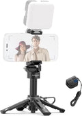 NEEWER Mini Tripod for Phone, Lightweight Foldable Small Selfie Stick Cell Phone Clamp Desk Stand with Remote & Cold Shoe Mounts Compatible with iPhone Android Samsung for Video Recording, PA986 Black by Neewer