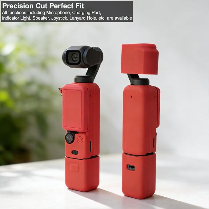 Case for DJI Osmo Pocket 3/Xtra Muse Camera, Soft Silicone Protective Case, Anti-Scratch, Slim Fit Skin with mic Cover and Screen Protector Accessories for Osmo Pocket 3/Xtra Muse (Red) - Image 4