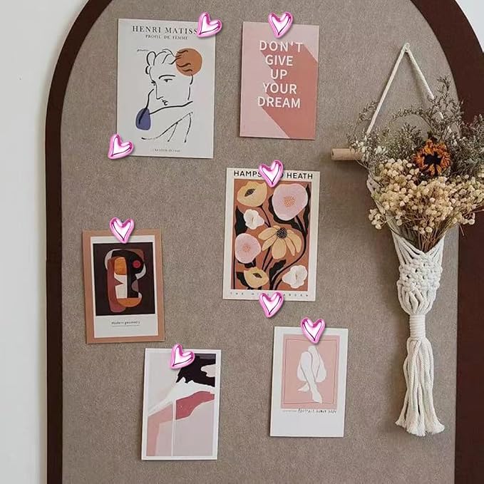 50 pcs of Cute Soft Wooden Board thumbtack with Golden Hearts can be Used for Photo Walls, memos, whiteboards, and Decorative thumbtack (Pink) - Image 4