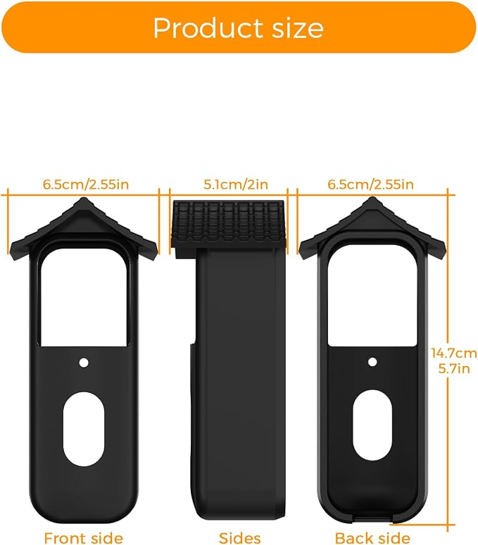 Silicone Cover for Blink Video Doorbell 2025 Waterproof Doorbell Cover, Scratch & Dust Resistant Blink Doorbell Case with Sun Hood, Easy Tool-Free Installation, Black - Image 8