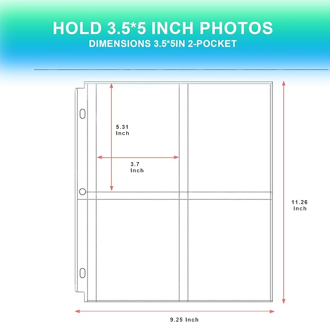 25 Pack 3.5 x 5 Photo Sleeves for 3 Ring Binder(400 Pictures) | Seed Storage Organizer Sleeves,Clear Sleeves for Seed Packet Storage, Seed Keeper, Seed Organizer Binder - Image 2