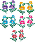 5 Pairs Floral Iron on Applique Flower with Green Vine Embroidered Patch for Collar Dress Accent Shoes Jeans Sewing Accessories Embellishment (Multi) by MSCFTFB