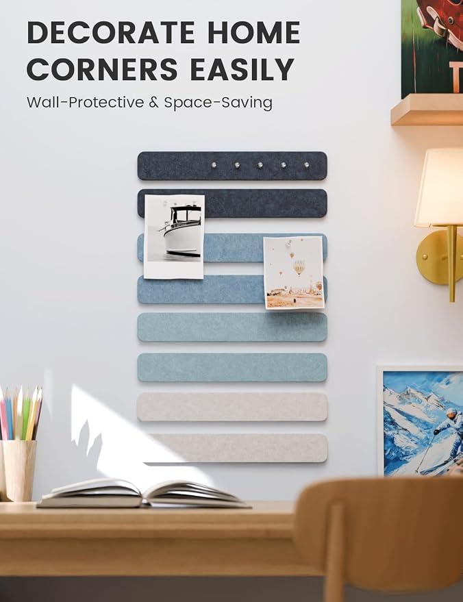 Fluxynara 13" x 2" Felt Wall Panels, Ocean Gradient | 8-Pack Includes 50 Push Pins and Adhesive Tabs for Photos, Notes and Decor in Bedroom Doors, Home Office or Studios - Image 4