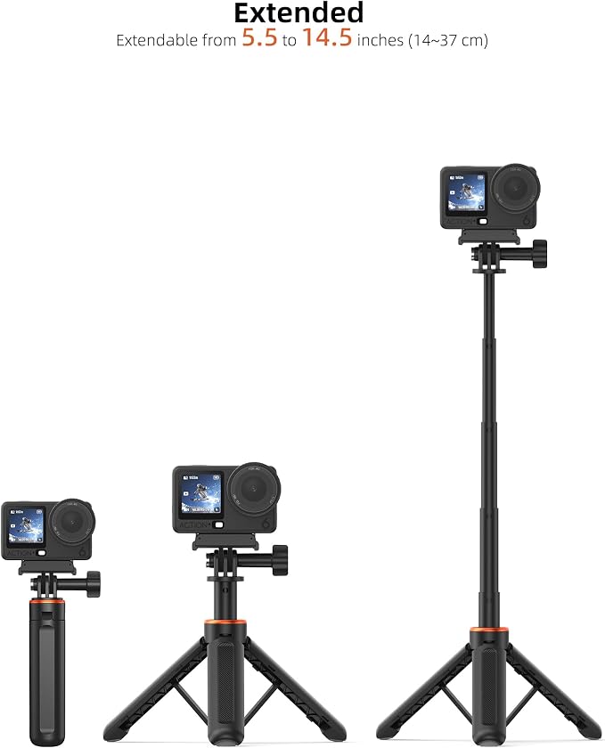 14.5" Mini Camera Tripod & Selfie-Stick for DJI Osmo Pocket 4P/4/3/2, GoPro Hero 13/12/11/10/9, DJI Action 6/5 Pro/4, Portable Travel Stand/Vlogging Handle Grip/Accessory for Video Recording - Image 5