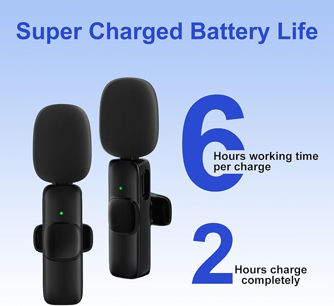 JUDKIOM 2 Pack Wireless Lavalier Microphone for iPhone,Android, USB C, Clip-on Mics, Bluetooth Lapel Mic for Video Recording Interview Vlog YouTube TikTok - Image 4