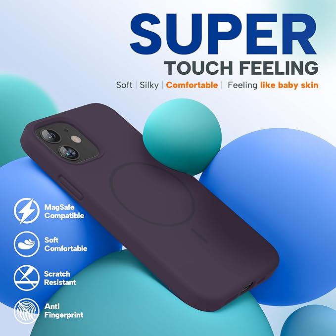 Miracase Magnetic for iPhone 12 Case/iPhone 12 Pro Case, Dark Purple | Compatible with MagSafe, Anti-Scratch Microfiber Lining, Premium Silicone Shockproof Drop Protection Phone Case for 12/12 Pro - Image 5