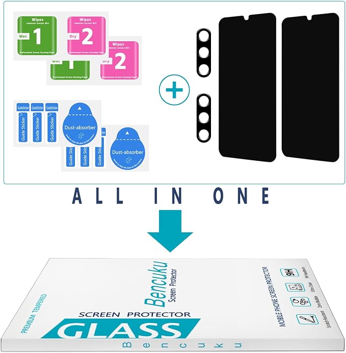 Privacy Screen Protector for Samsung Galaxy A15 5G Tempered Glass | Camera Lens Protector, Anti Scratch, Bubble Free, Case Friendly, 2+2 Pack - Image 7